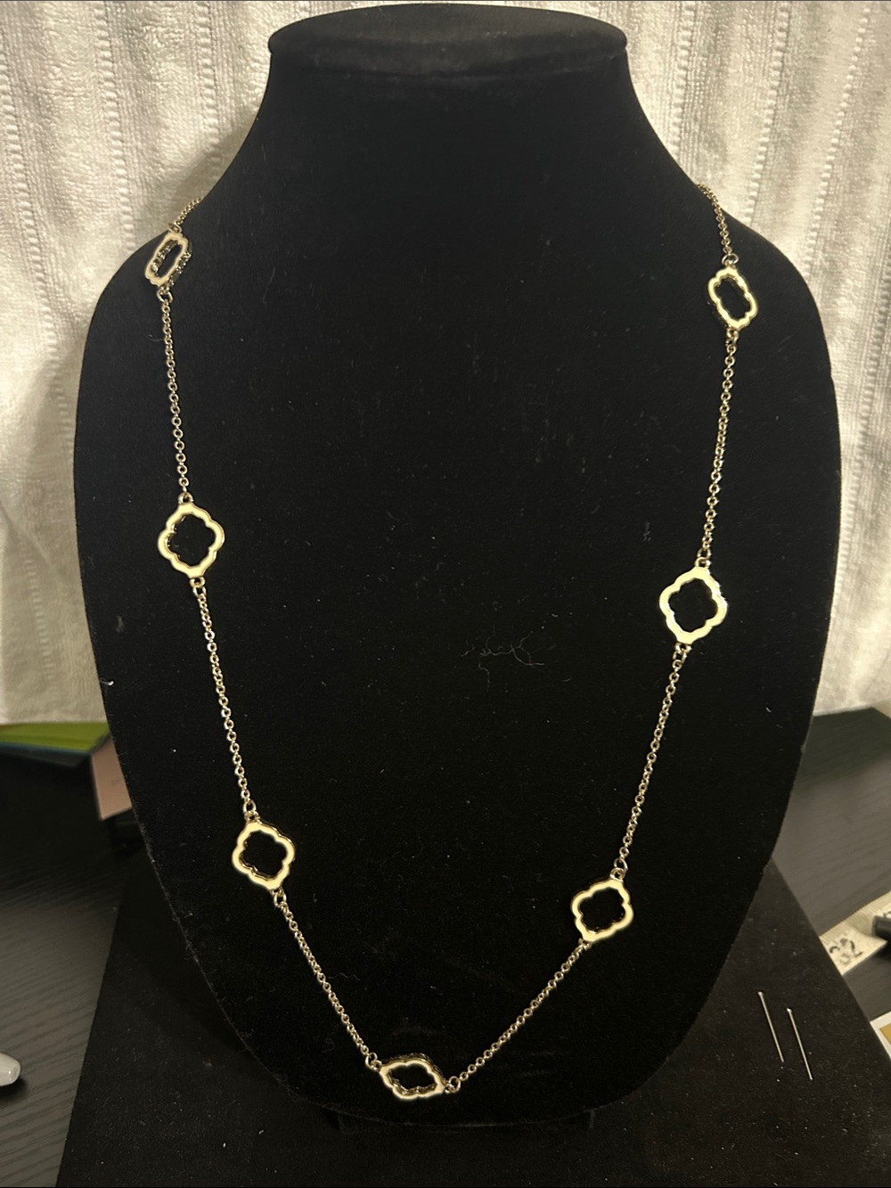 Gold Clover Link Station Necklace - Women Jewelry